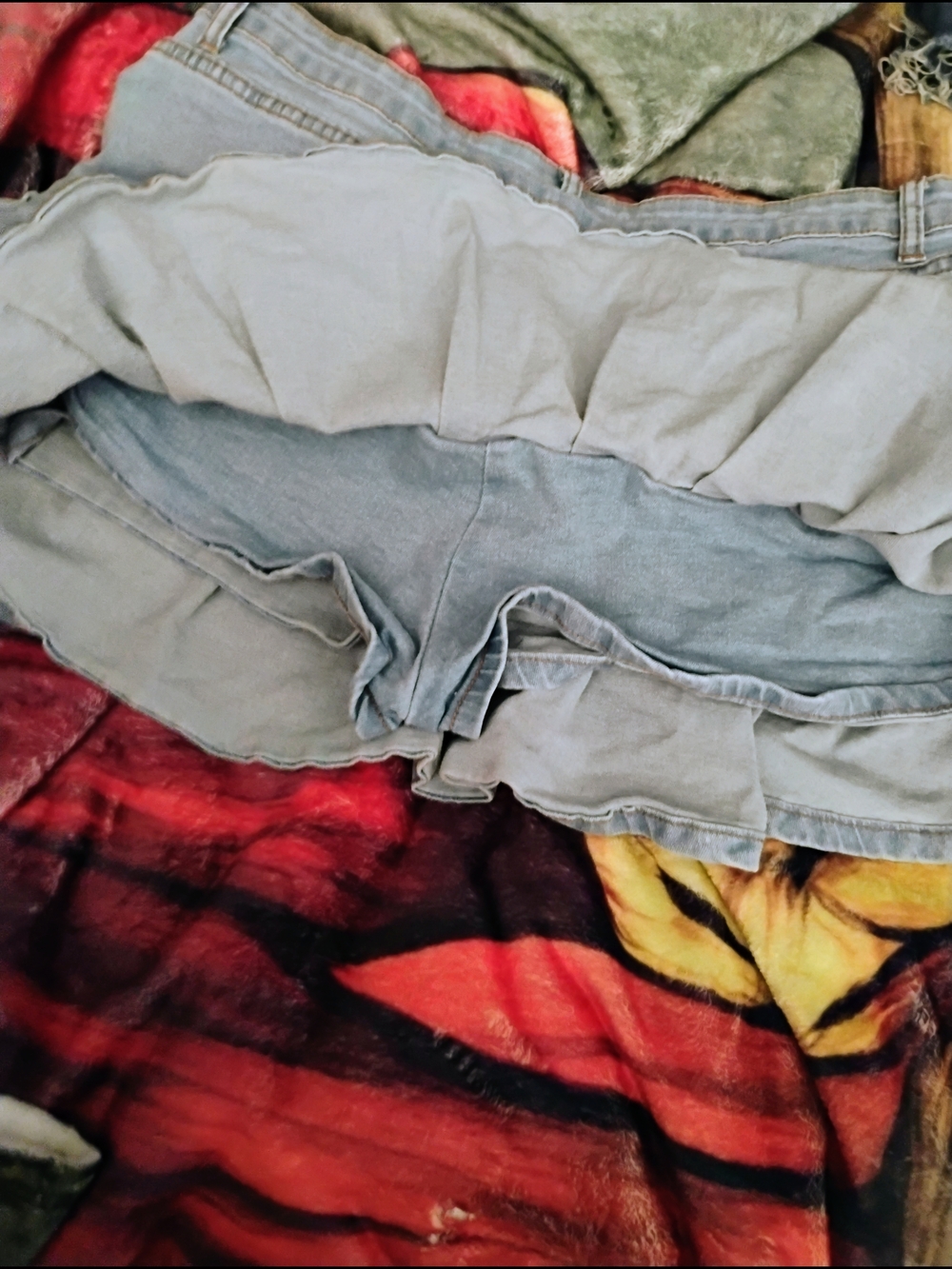 Light Blue Denim Ruffle Mini Skirt - Picture 3 of 4
